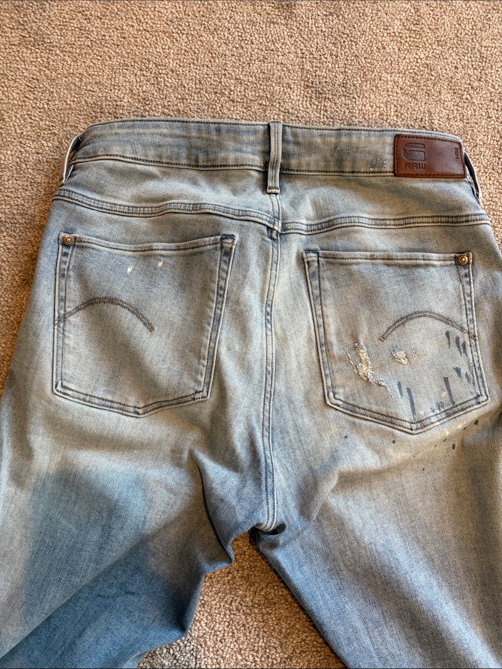 G-Star Light Blue Skinny Jeans with Paint-Splatter Detail - Picture 3 of 8
